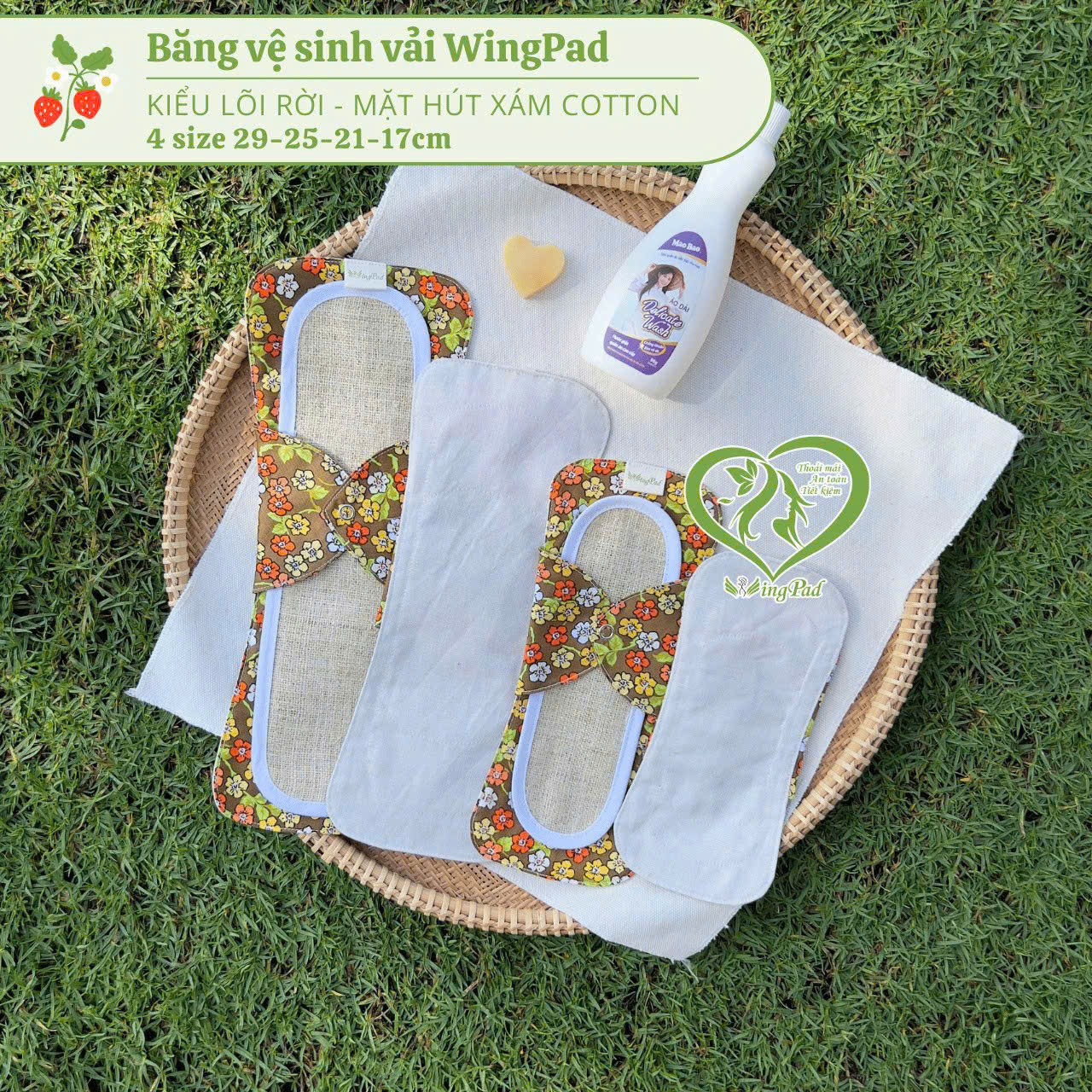 GIỚI THIỆU SẢN PHẨM MỚI: BĂNG VỆ SINH VẢI WINGPAD KIỂU LÕI RỜI MẶT HÚT XÁM COTTON